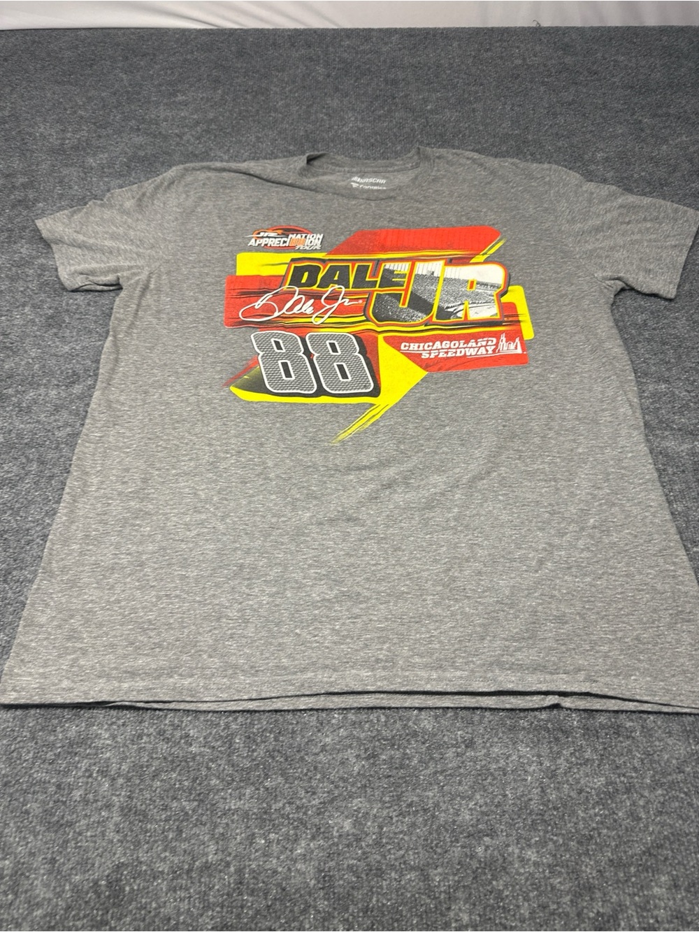 Nascar Gray Short-Sleeve Kids Tee with Red & Yellow Racing Graphic